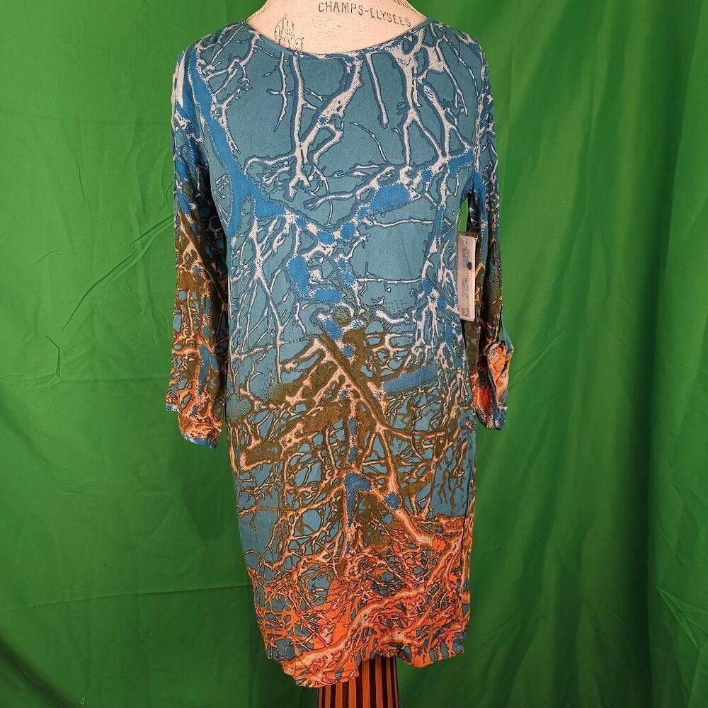 NWT Vivante‎ Womens Petrol Blue Shift Dress Medium